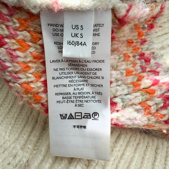 UO Kimchi Blue “Happiness” Chunky Knit Cardigan Sweater Y2K Cream Multi Size S - Picture 13 of 15